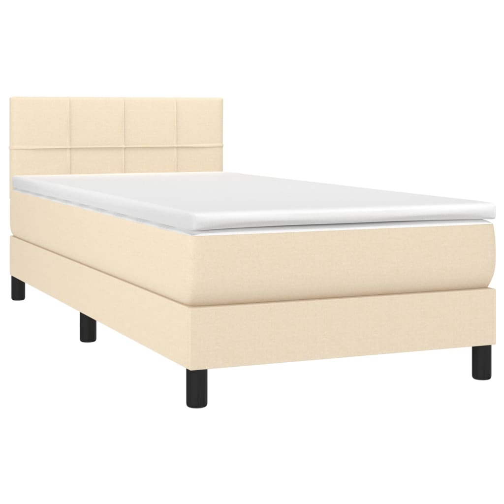 Letto A Molle Con Materasso E Led Crema 80x200 Cm In Tessuto - Image 3