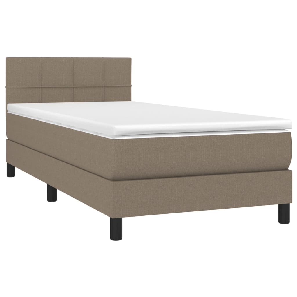 Letto A Molle Con Materasso E Led Tortora 90x200 Cm In Tessuto - Image 3