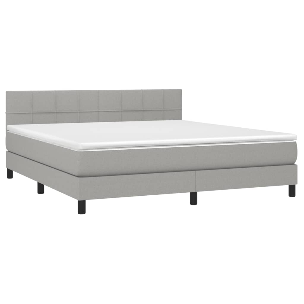 Letto A Molle Materasso E Led Grigio Chiaro 180x200 Cm Tessuto - Image 3