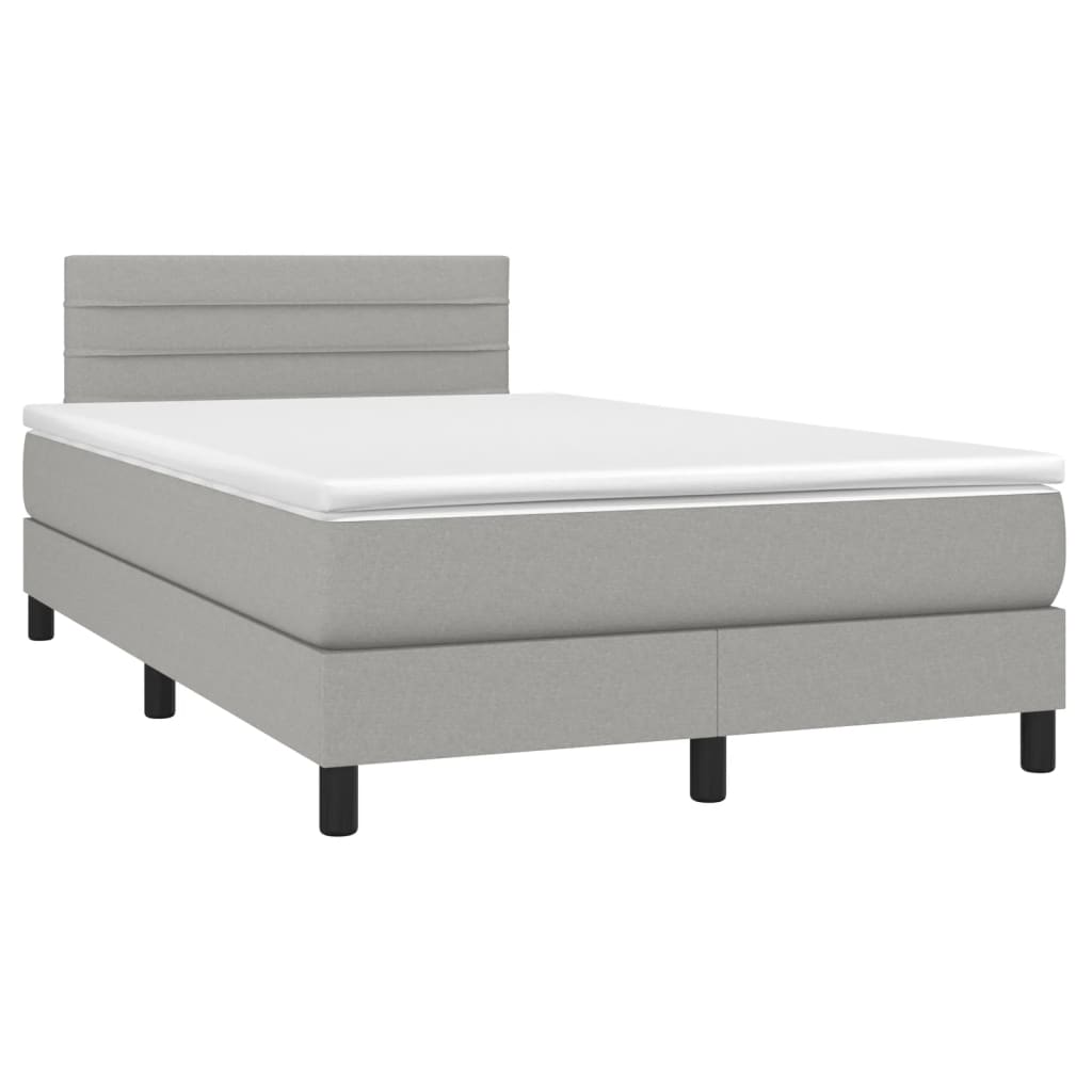 Letto A Molle Materasso E Led Grigio Chiaro 120x200 Cm Tessuto - Image 3