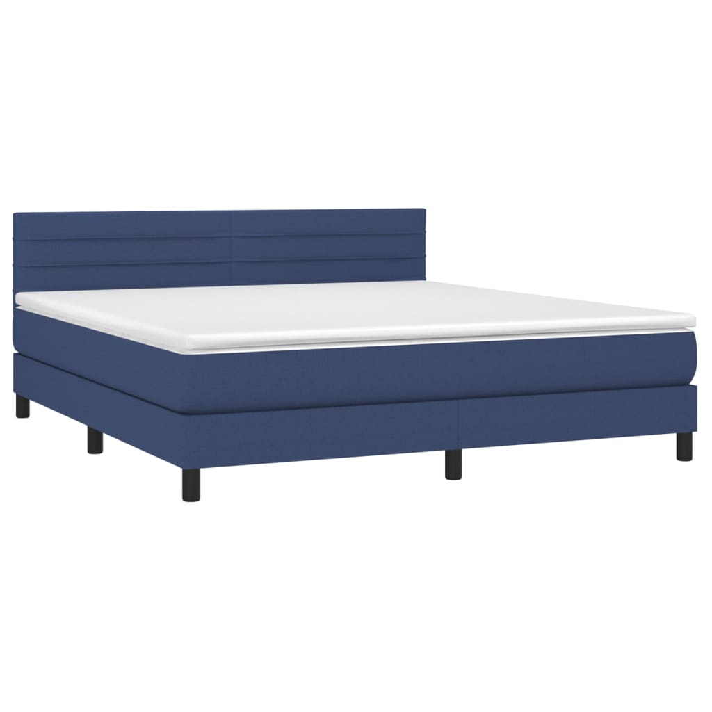 Letto A Molle Con Materasso E Led Blu 160x200 Cm In Tessuto - Image 3
