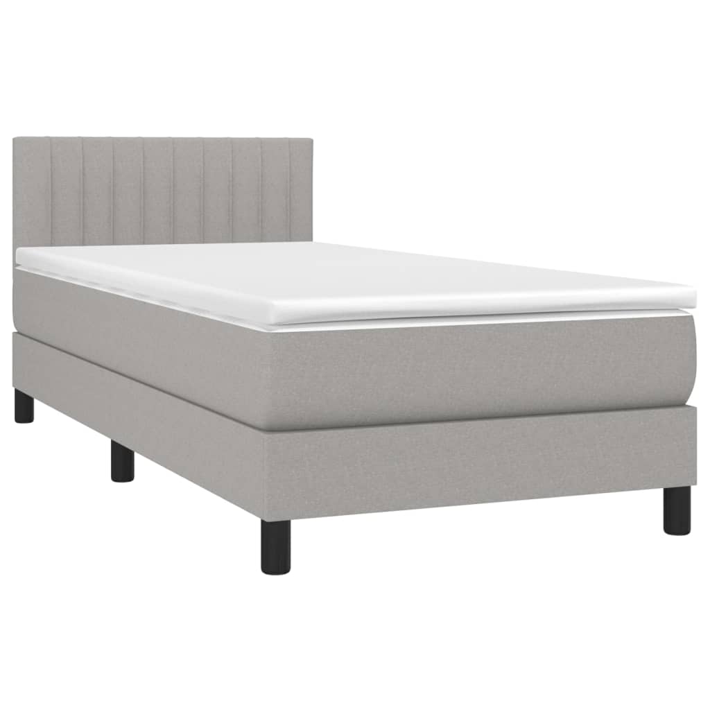 Letto A Molle Materasso E Led Grigio Chiaro 90x200 Cm Tessuto - Image 3