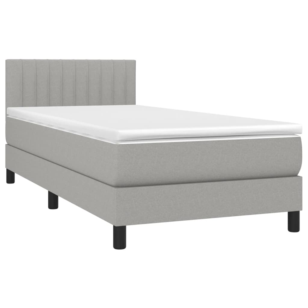 Letto A Molle Materasso E Led Grigio Chiaro 100x200 Cm Tessuto - Image 3
