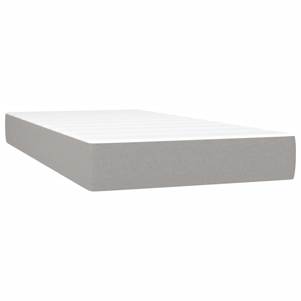 Letto A Molle Materasso E Led Grigio Chiaro 100x200 Cm Tessuto - Image 6