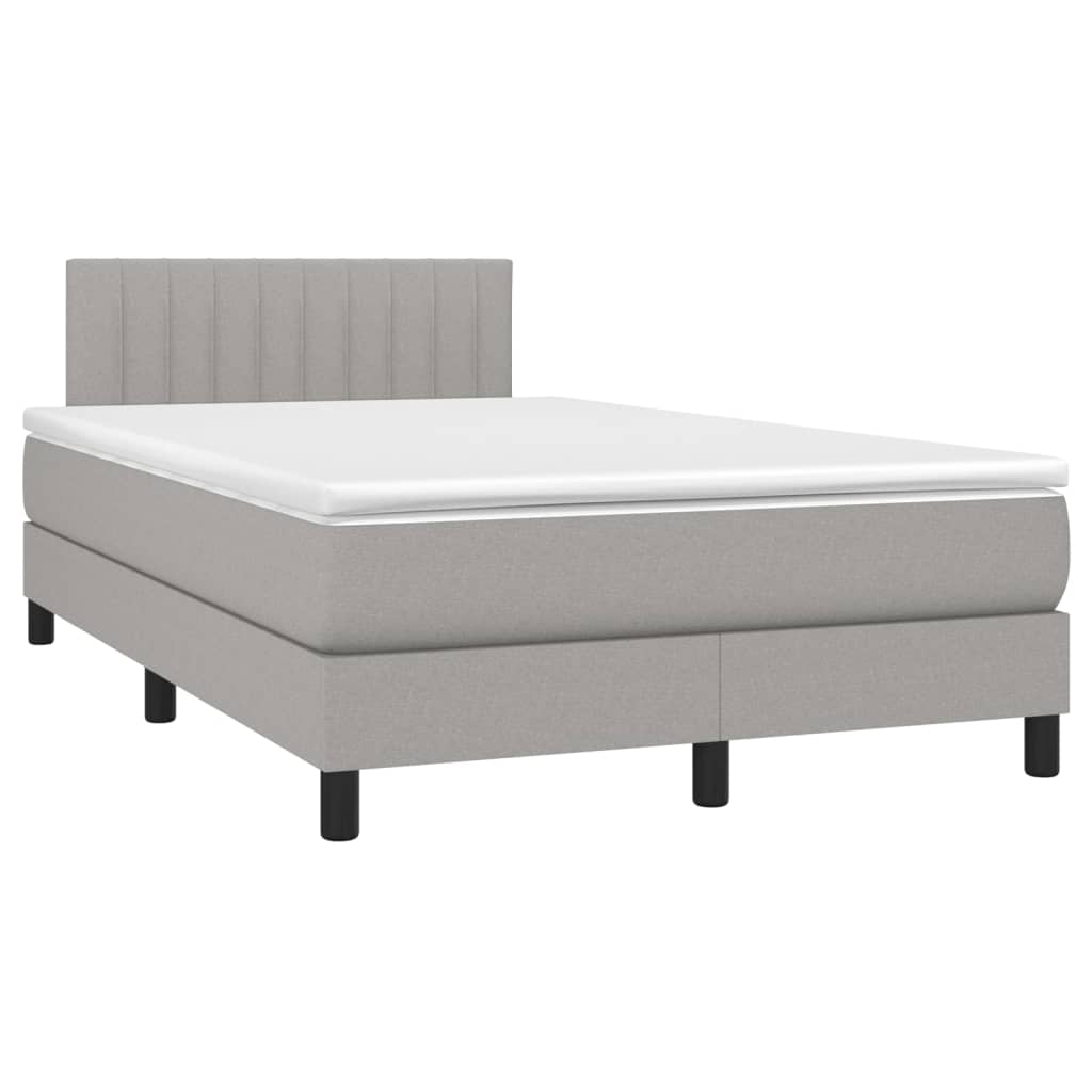 Letto A Molle Materasso E Led Grigio Chiaro 120x200 Cm Tessuto - Image 3