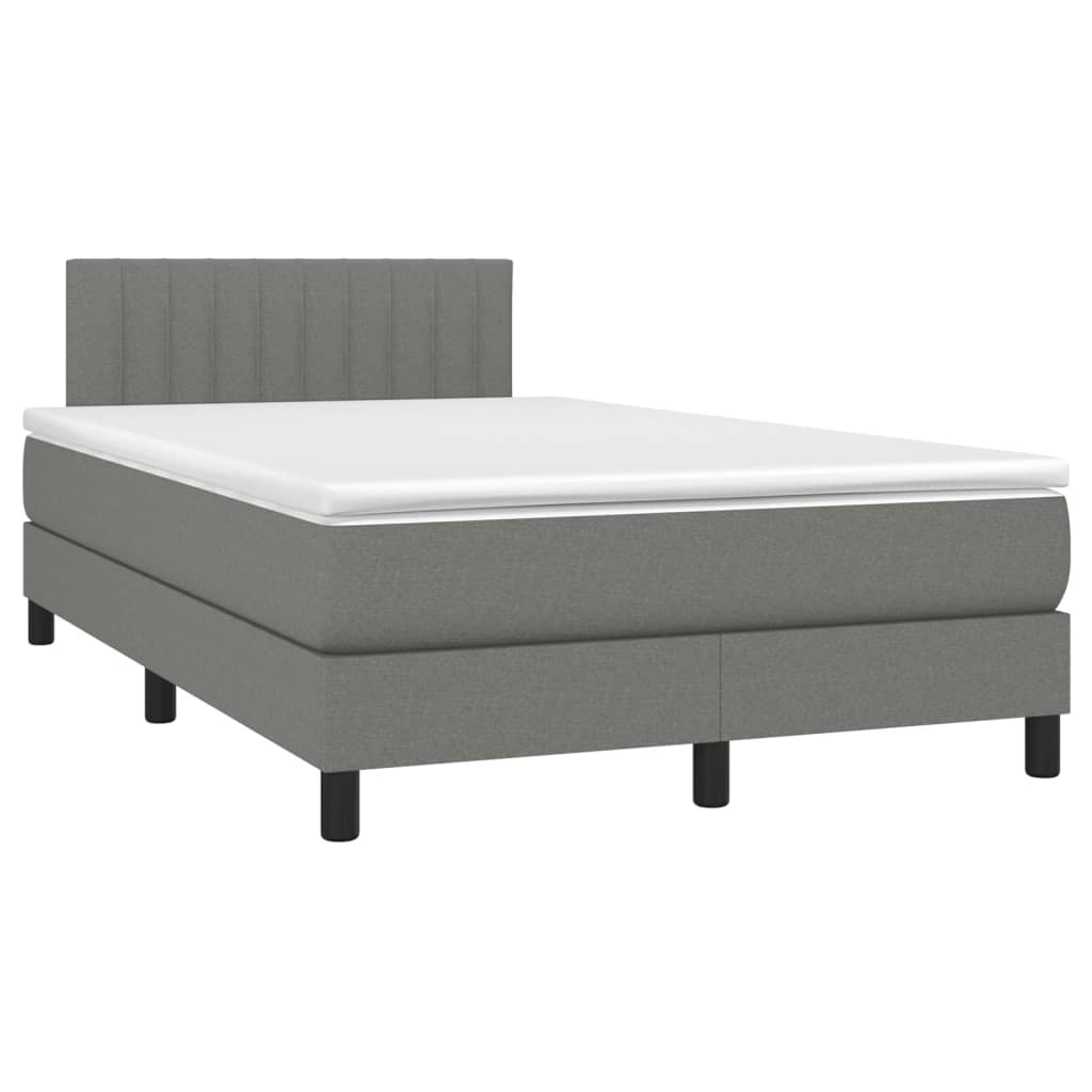 Letto A Molle Materasso E Led Grigio Scuro 120x200cm In Tessuto - Image 3