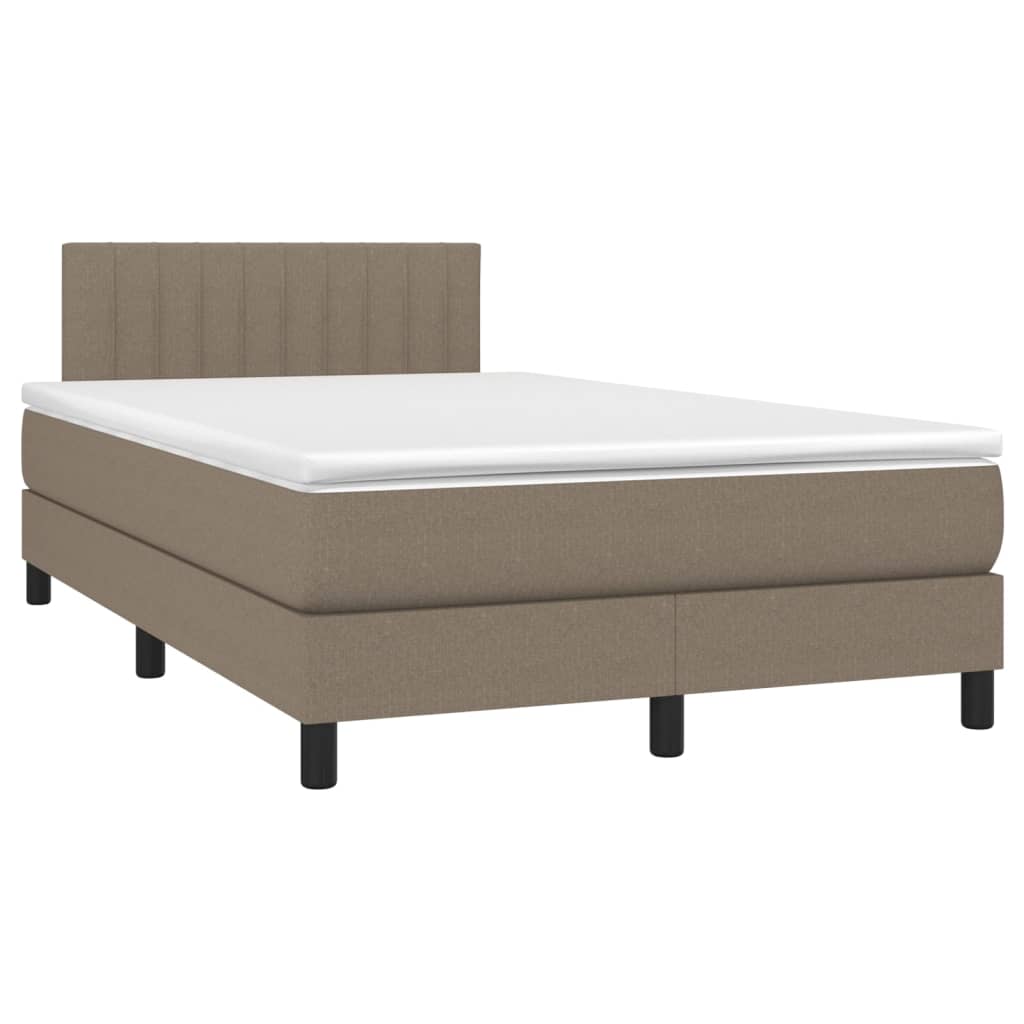 Letto A Molle Con Materasso E Led Tortora 120x200cm In Tessuto - Image 3