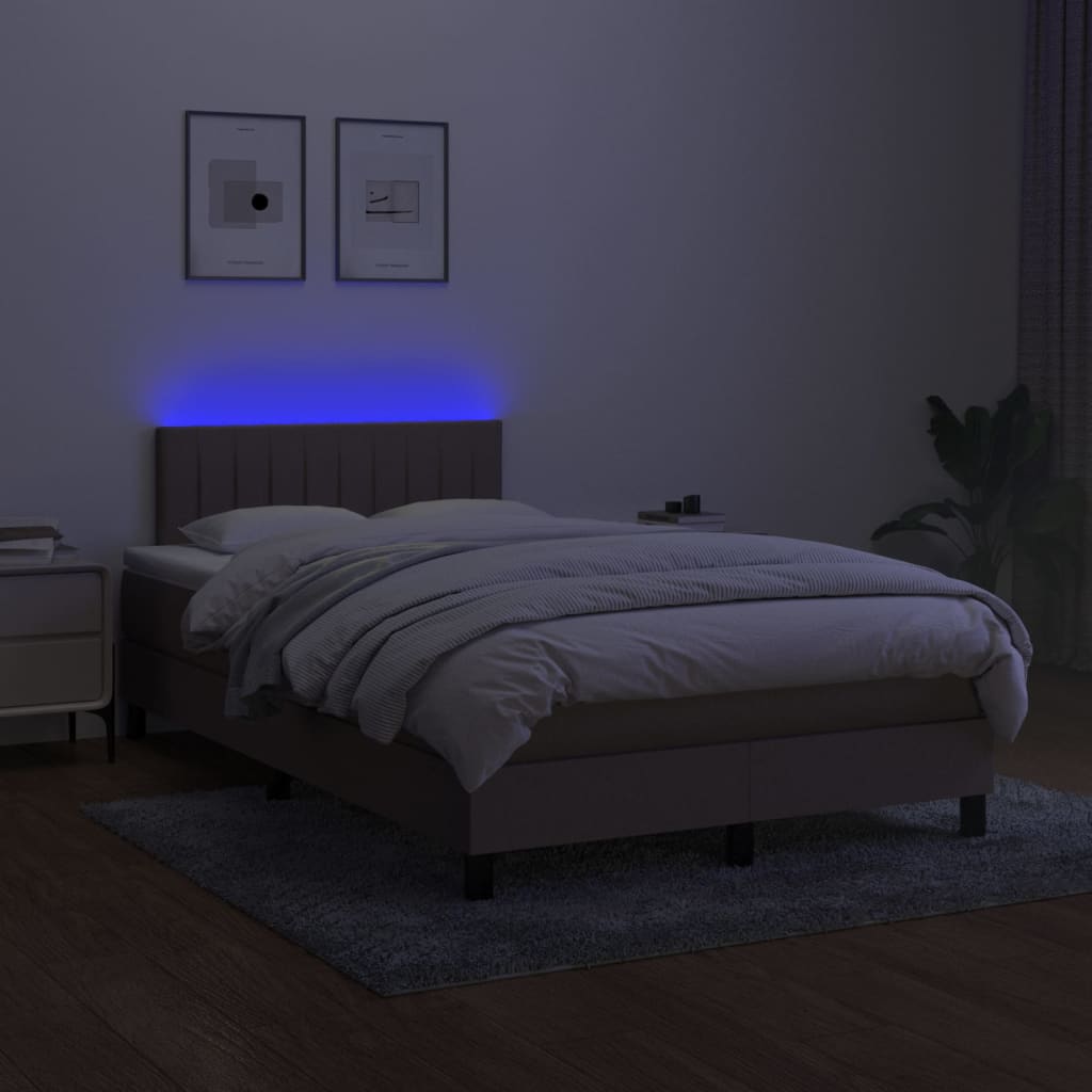 Letto A Molle Con Materasso E Led Tortora 120x200cm In Tessuto - Image 4