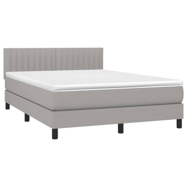 Letto A Molle Materasso E Led Grigio Chiaro 140x200 Cm Tessuto - Image 3