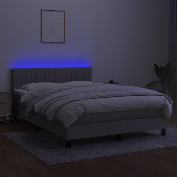 Letto A Molle Materasso E Led Grigio Chiaro 140x200 Cm Tessuto - Image 4