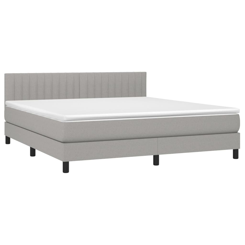 Letto A Molle Materasso E Led Grigio Chiaro 160x200 Cm Tessuto - Image 3