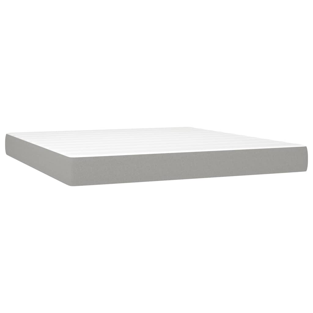 Letto A Molle Materasso E Led Grigio Chiaro 160x200 Cm Tessuto - Image 6
