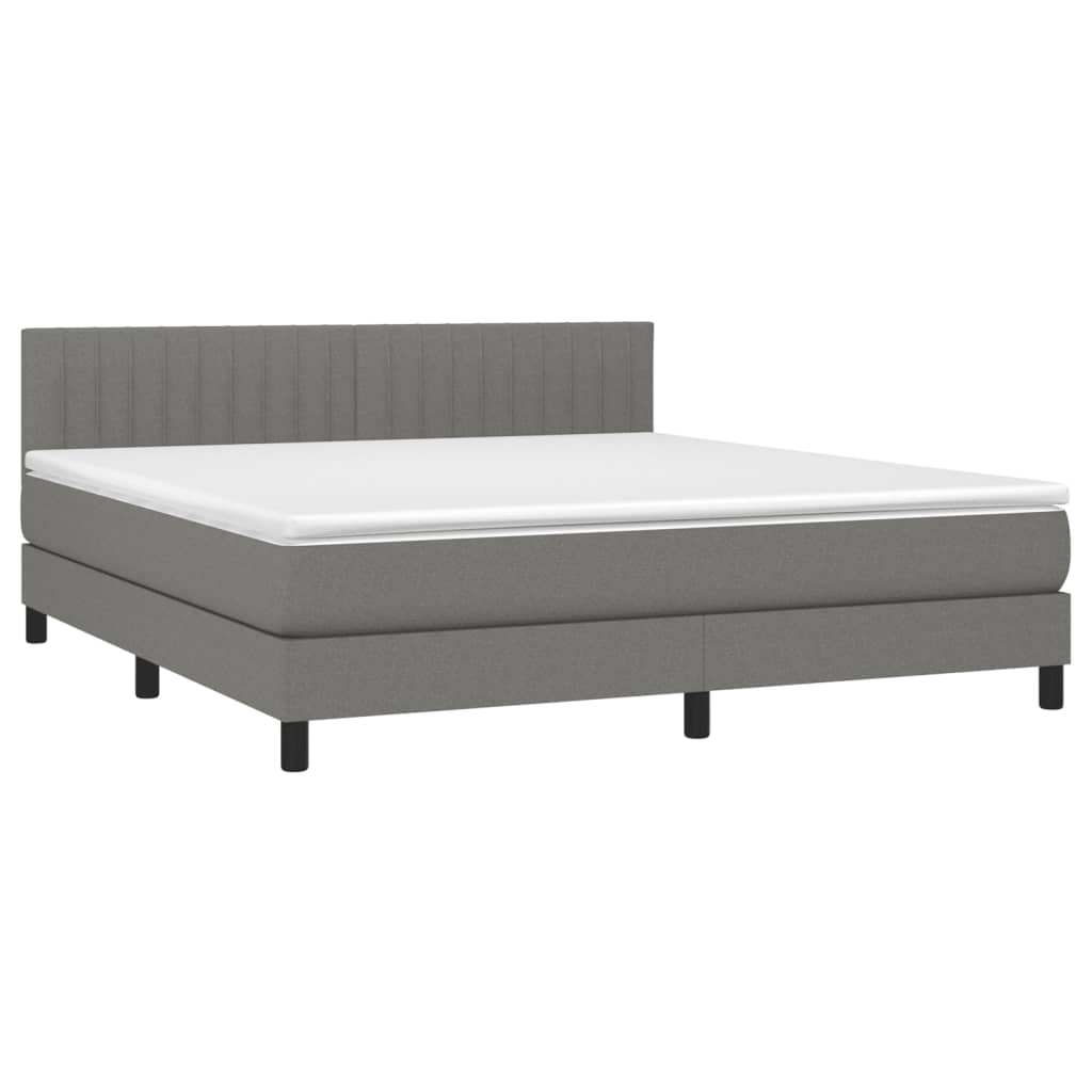 Letto A Molle Materasso E Led Grigio Scuro 160x200cm In Tessuto - Image 3