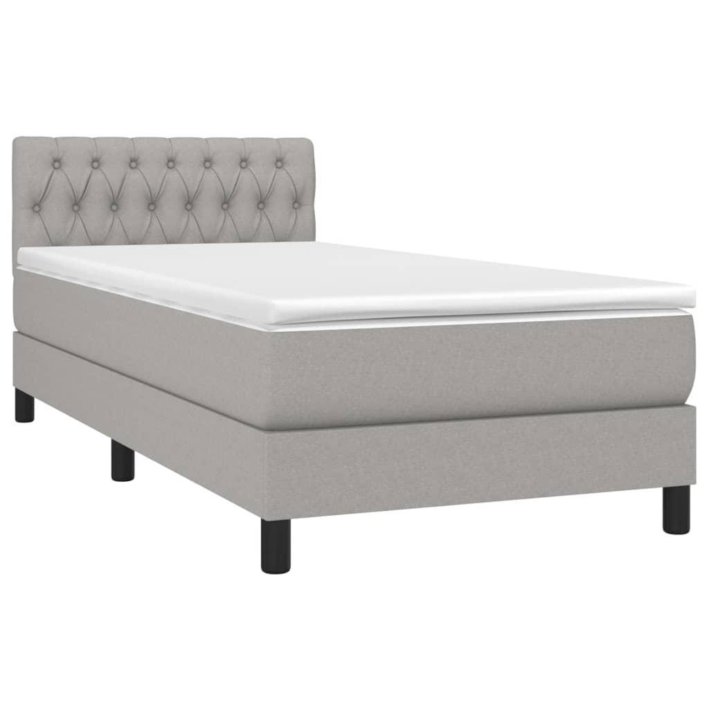 Letto A Molle Materasso E Led Grigio Chiaro 100x200 Cm Tessuto - Image 3