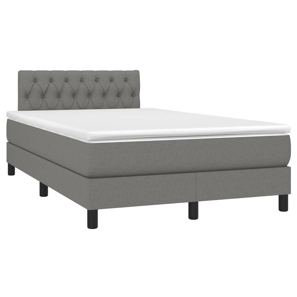 Letto A Molle Materasso E Led Grigio Scuro 120x200cm In Tessuto - Image 3