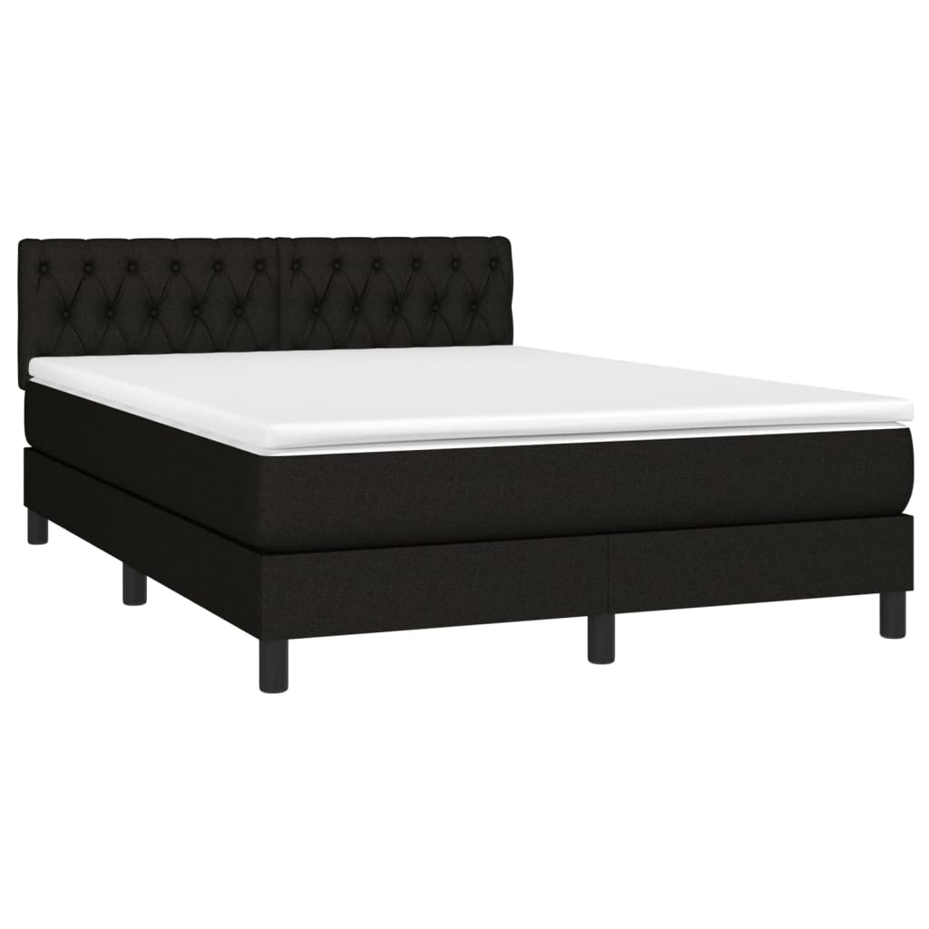 Letto A Molle Con Materasso E Led Nero 140x190 Cm In Tessuto - Image 3