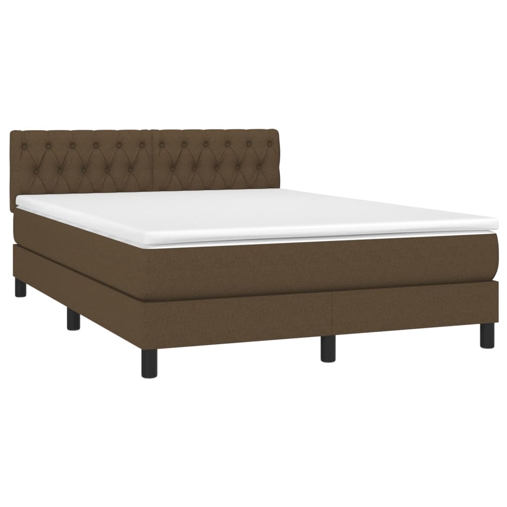 Letto A Molle Materasso E Led Marrone Scuro 140x200 Cm Tessuto - Image 3