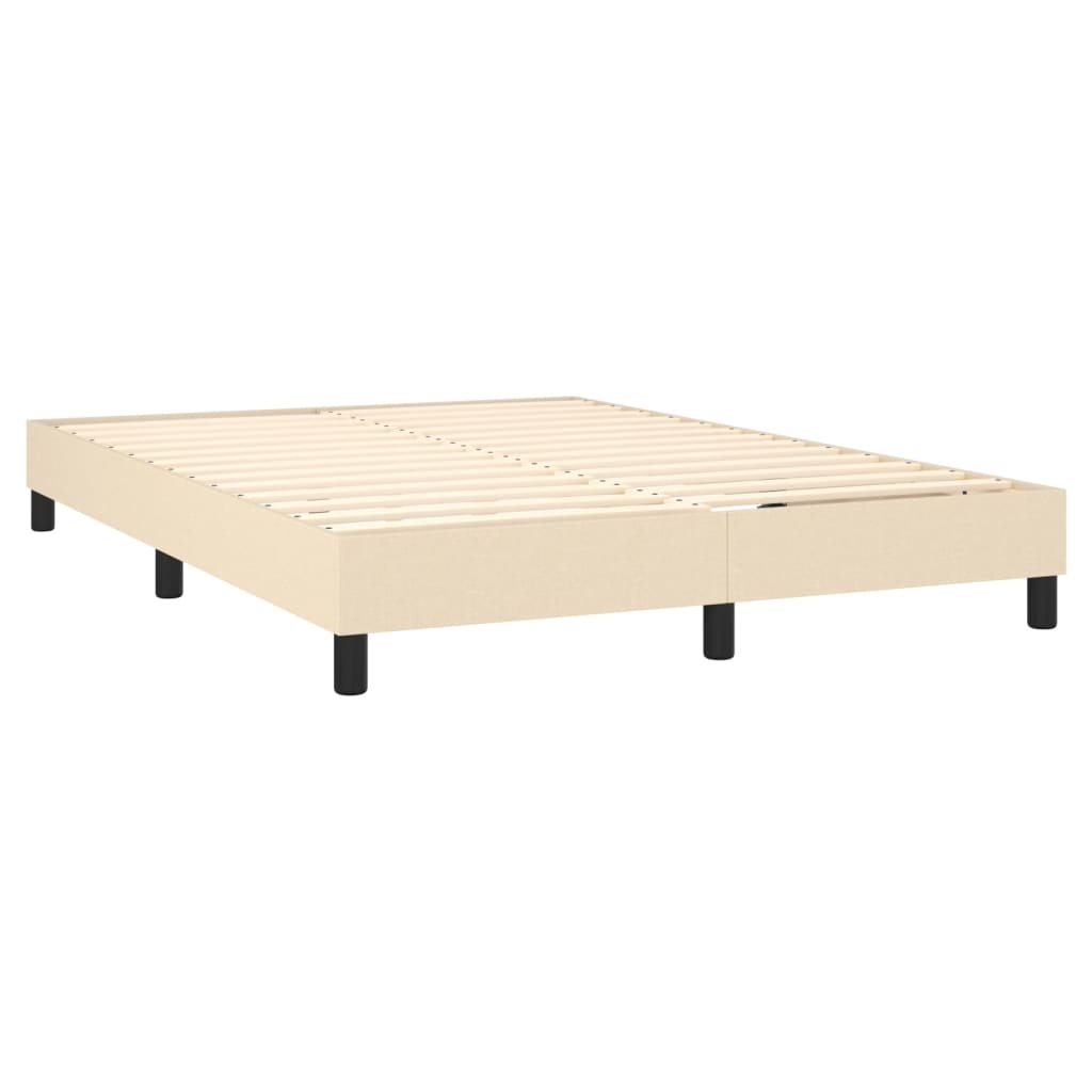 Letto A Molle Con Materasso E Led Crema 140x200 Cm In Tessuto - Image 5