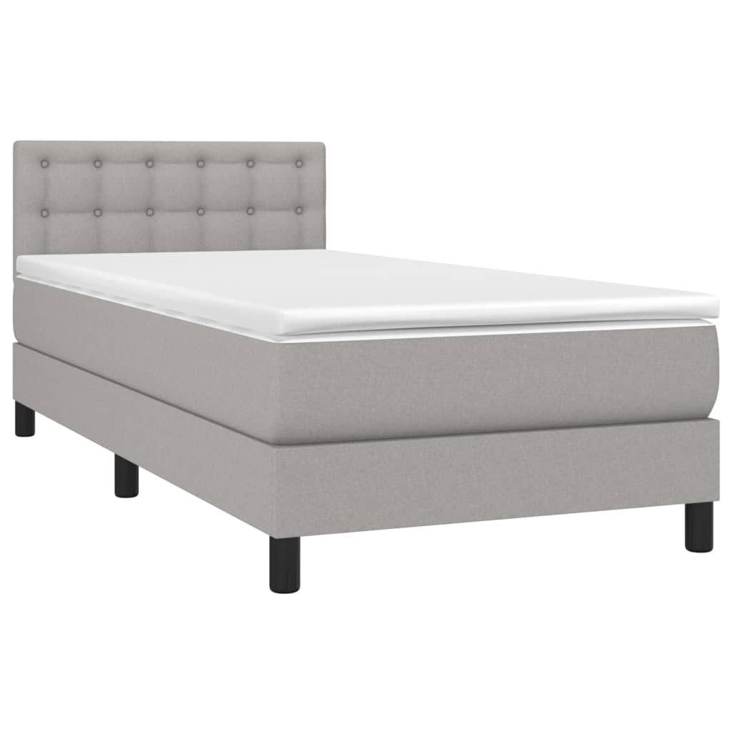 Letto A Molle Materasso E Led Grigio Chiaro 80x200 Cm Tessuto - Image 3