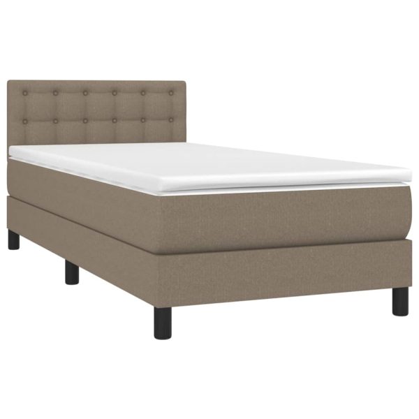 Letto A Molle Con Materasso E Led Tortora 90x190 Cm In Tessuto - Image 3