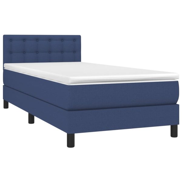 Letto A Molle Con Materasso E Led Blu 100x200cm In Tessuto - Image 3