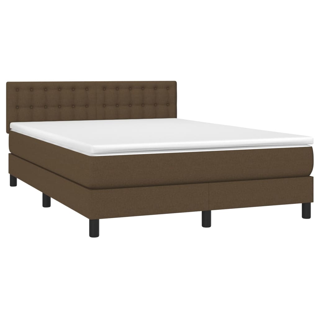 Letto A Molle Materasso E Led Marrone Scuro 140x200 Cm Tessuto - Image 3