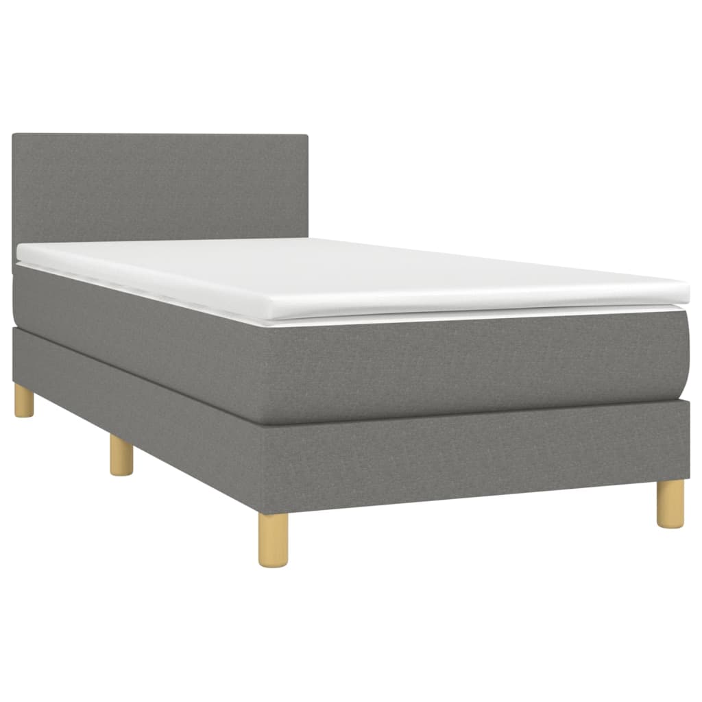Letto A Molle Materasso E Led Grigio Scuro 90x190 Cm In Tessuto - Image 3