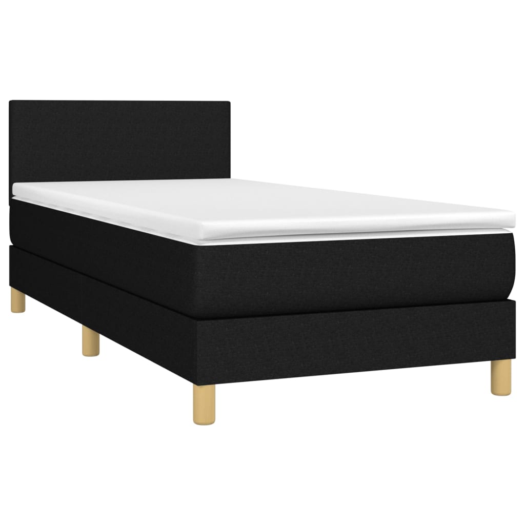 Letto A Molle Con Materasso E Led Nero 90x200 Cm In Tessuto - Image 3