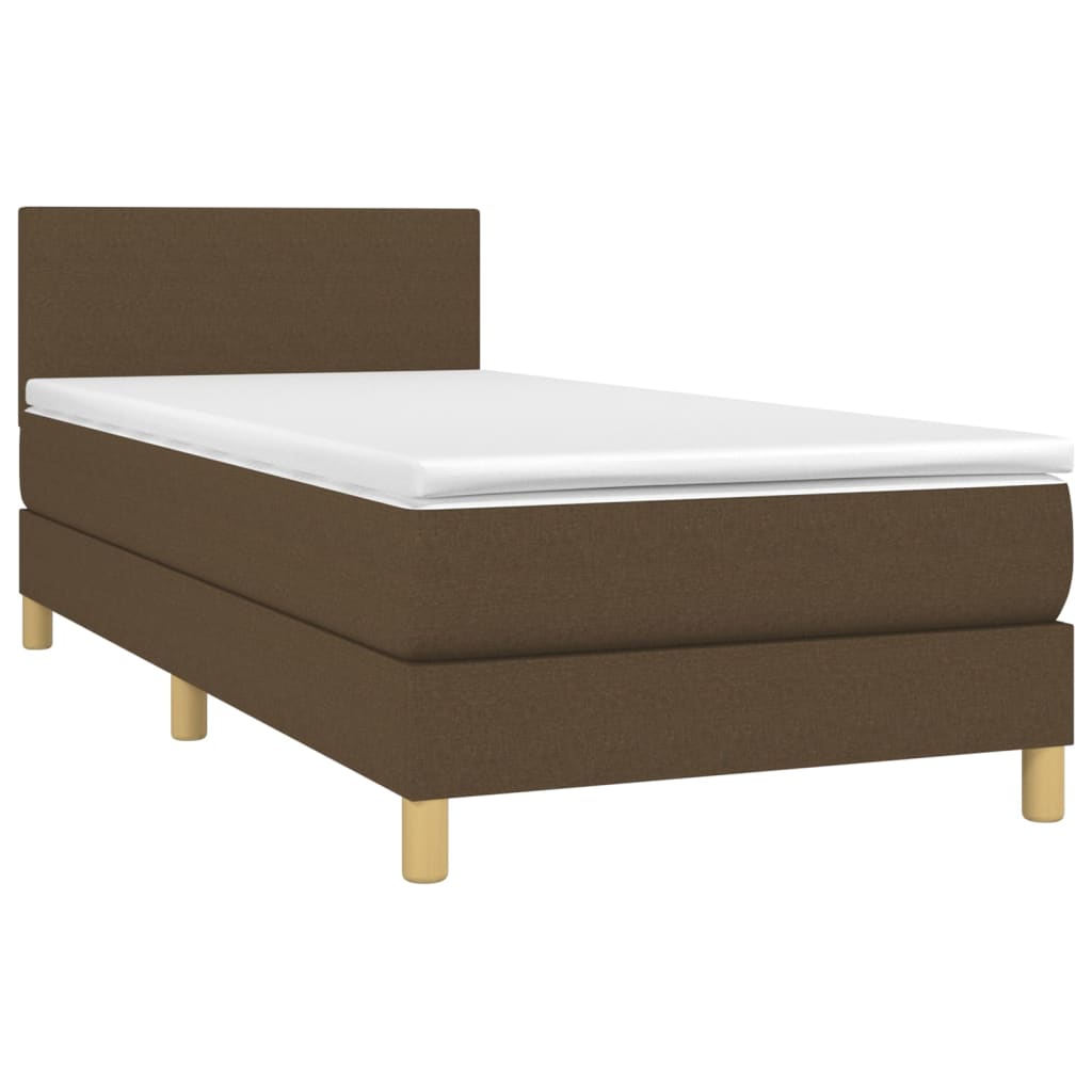 Letto A Molle Materasso E Led Marrone Scuro 90x200cm In Tessuto - Image 3
