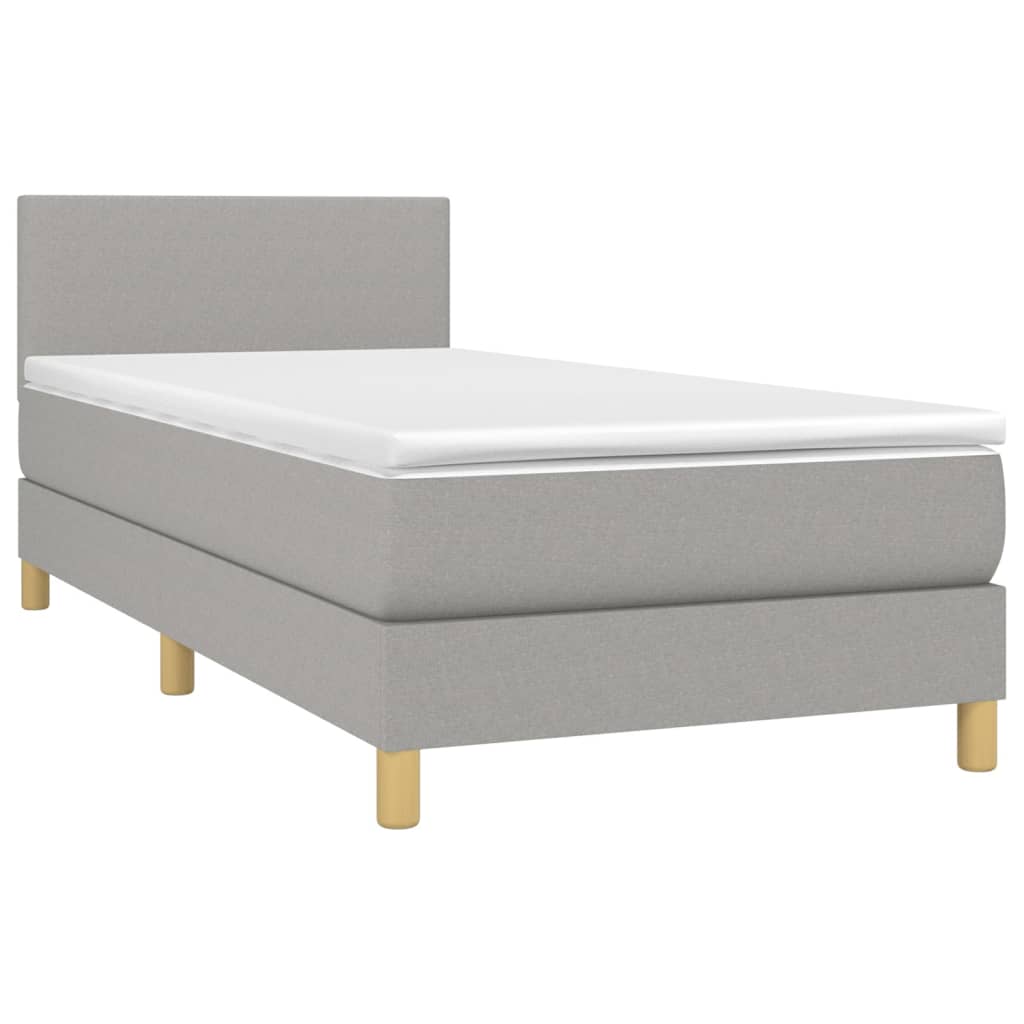 Letto A Molle Materasso E Led Grigio Chiaro 100x200 Cm Tessuto - Image 3