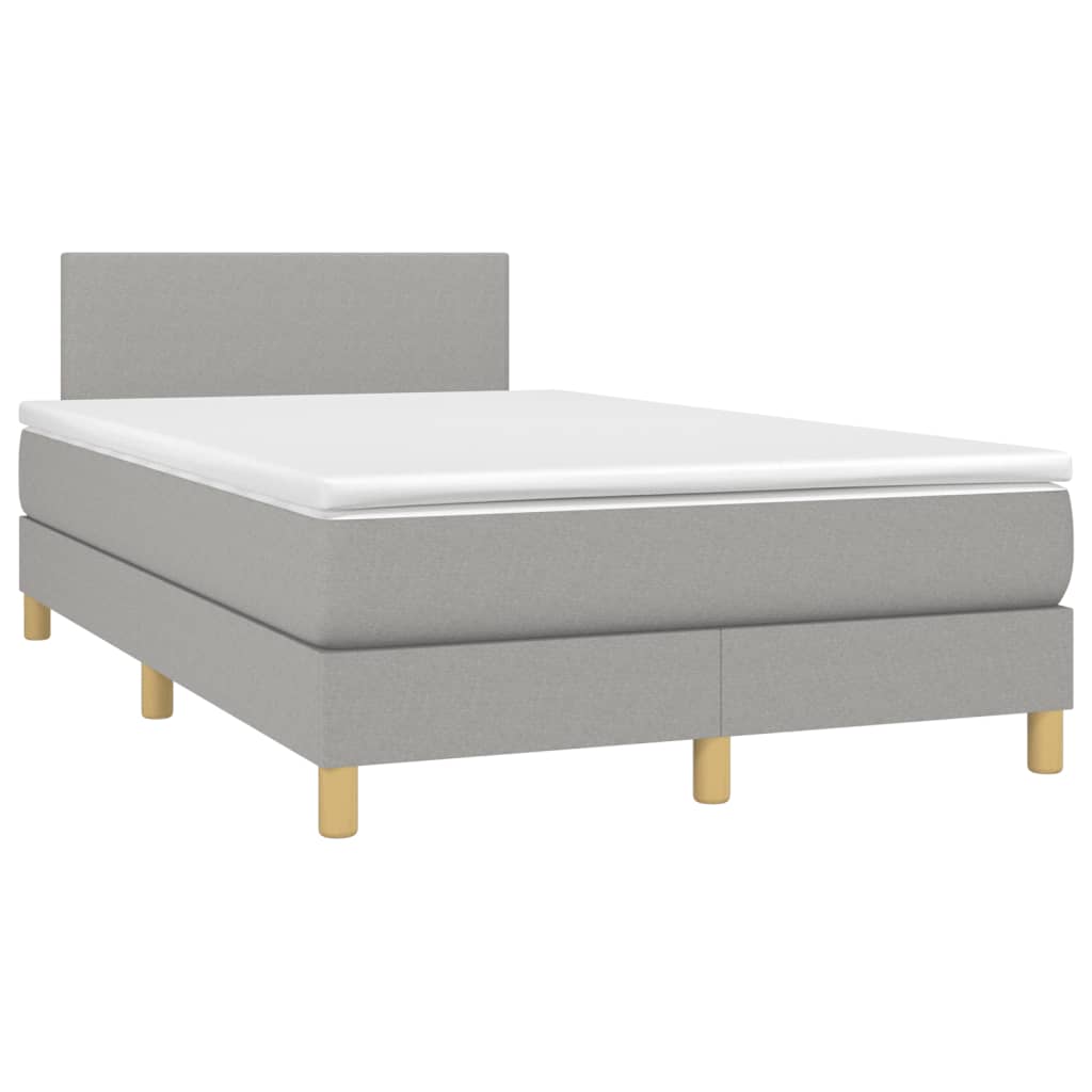 Letto A Molle Materasso E Led Grigio Chiaro 120x200 Cm Tessuto - Image 3