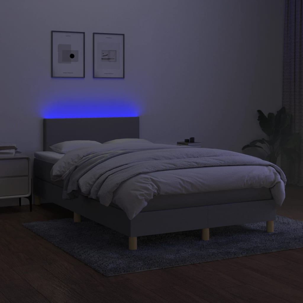 Letto A Molle Materasso E Led Grigio Chiaro 120x200 Cm Tessuto - Image 4