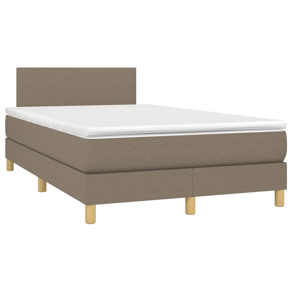 Letto A Molle Con Materasso E Led Tortora 120x200cm In Tessuto - Image 3