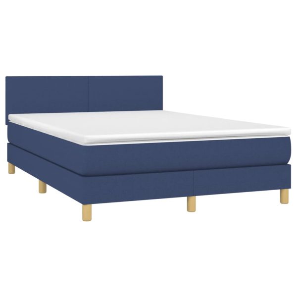 Letto A Molle Con Materasso E Led Blu 140x200 Cm In Tessuto - Image 3
