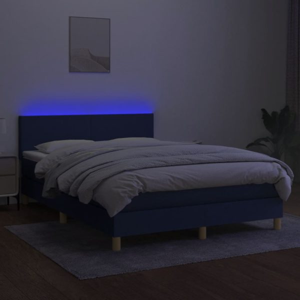 Letto A Molle Con Materasso E Led Blu 140x200 Cm In Tessuto - Image 4
