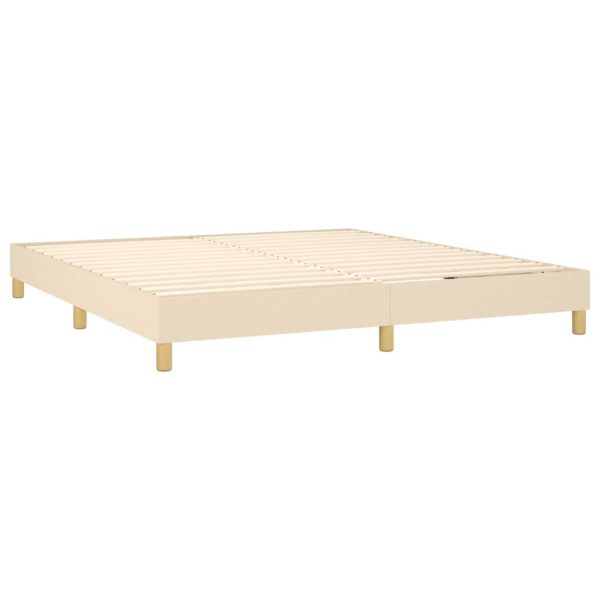 Letto A Molle Con Materasso E Led Crema 160x200 Cm In Tessuto - Image 5