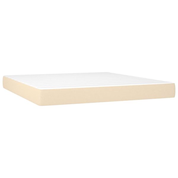 Letto A Molle Con Materasso E Led Crema 160x200 Cm In Tessuto - Image 6