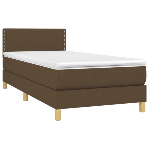 Letto A Molle Materasso E Led Marrone Scuro 90x190cm In Tessuto - Image 3