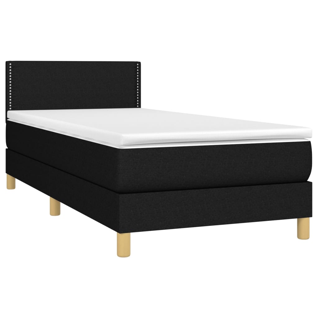 Letto A Molle Con Materasso E Led Nero 90x200 Cm In Tessuto - Image 3