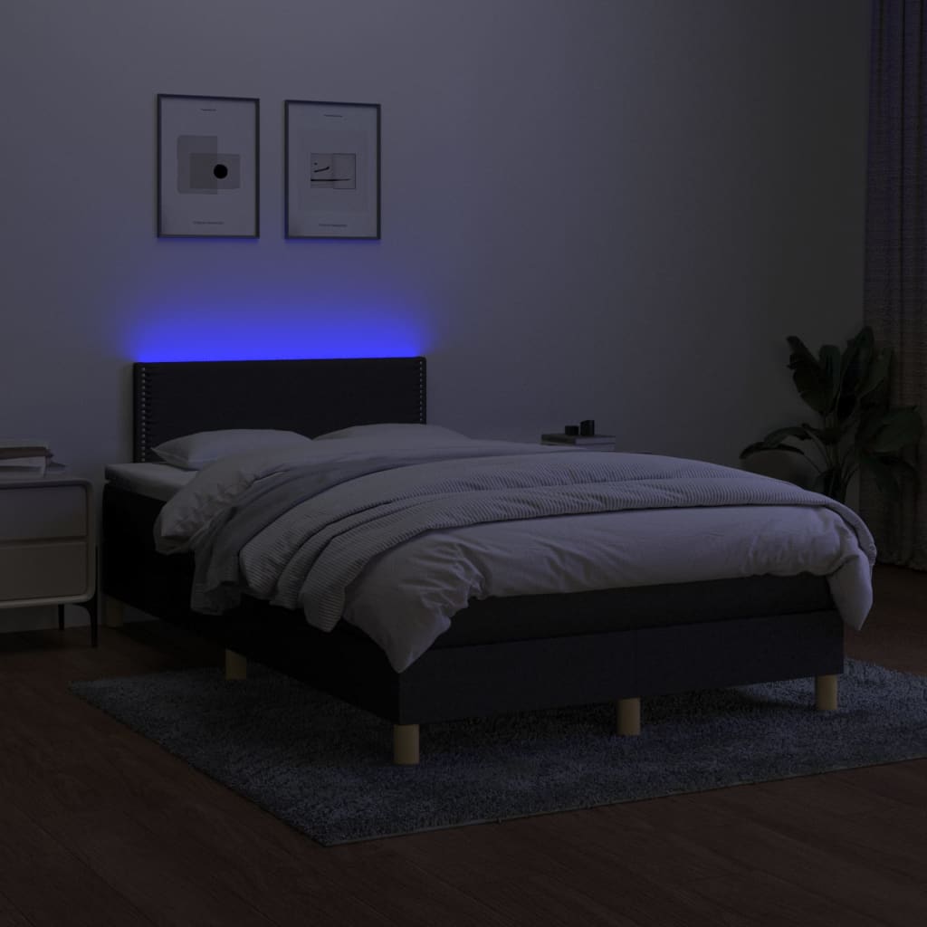 Letto A Molle Con Materasso E Led Nero 120x200cm In Tessuto - Image 4