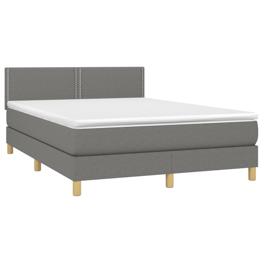 Letto A Molle Materasso E Led Grigio Scuro 140x200cm In Tessuto - Image 4
