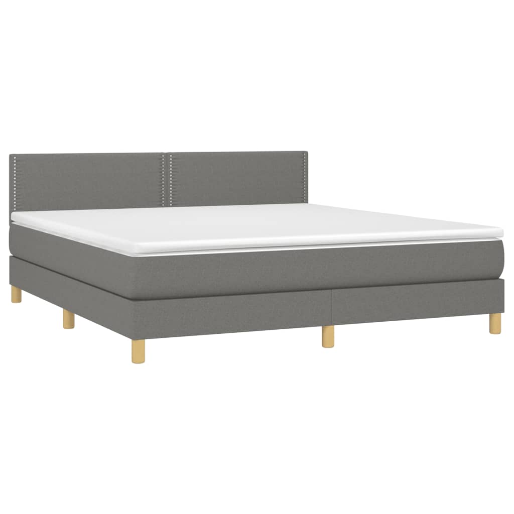 Letto A Molle Materasso E Led Grigio Scuro 160x200cm In Tessuto - Image 4
