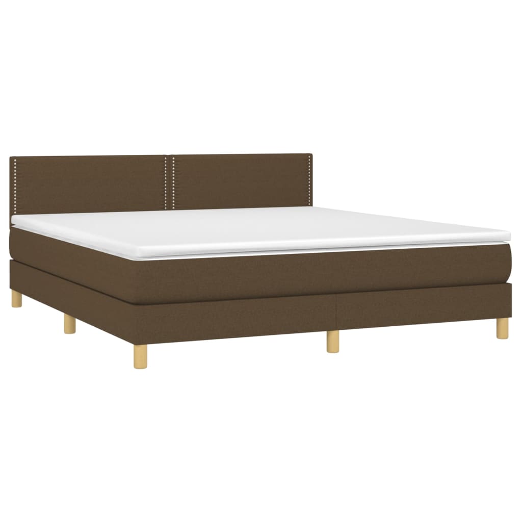 Letto A Molle Materasso E Led Marrone Scuro 160x200 Cm Tessuto - Image 4