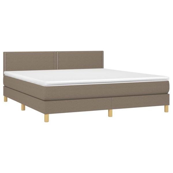 Letto A Molle Con Materasso E Led Tortora 160x200 Cm In Tessuto - Image 4