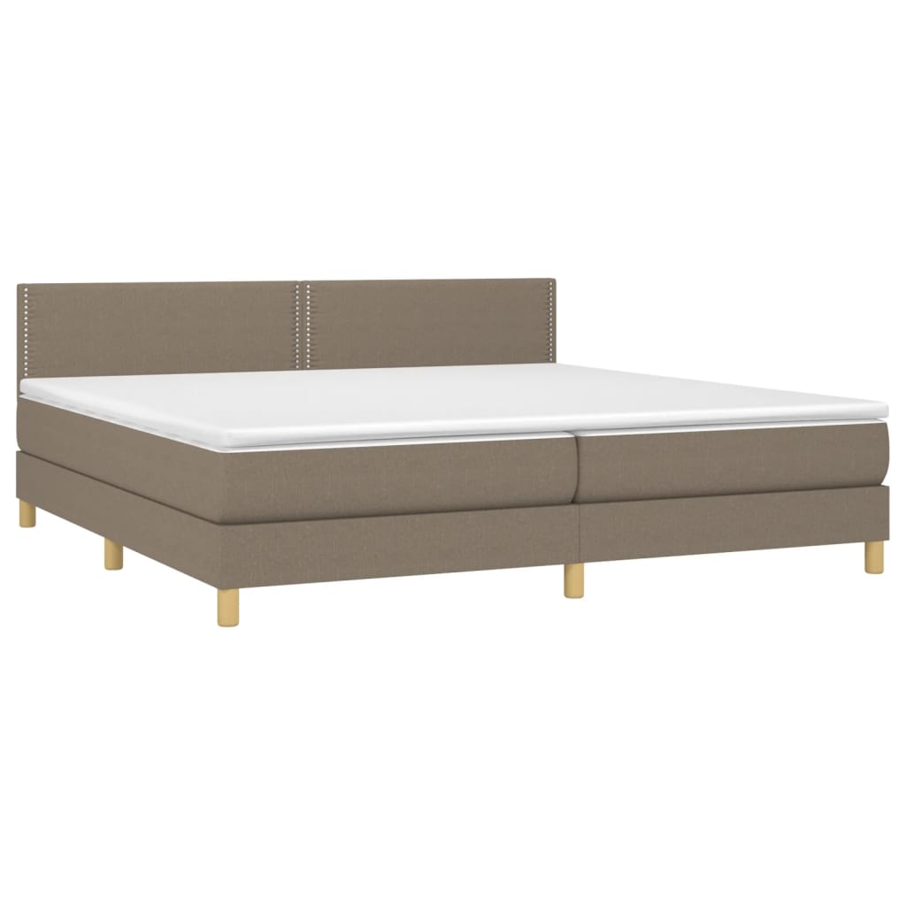 Letto A Molle Materasso E Led Tortora 200x200cm In Tessuto - Image 4