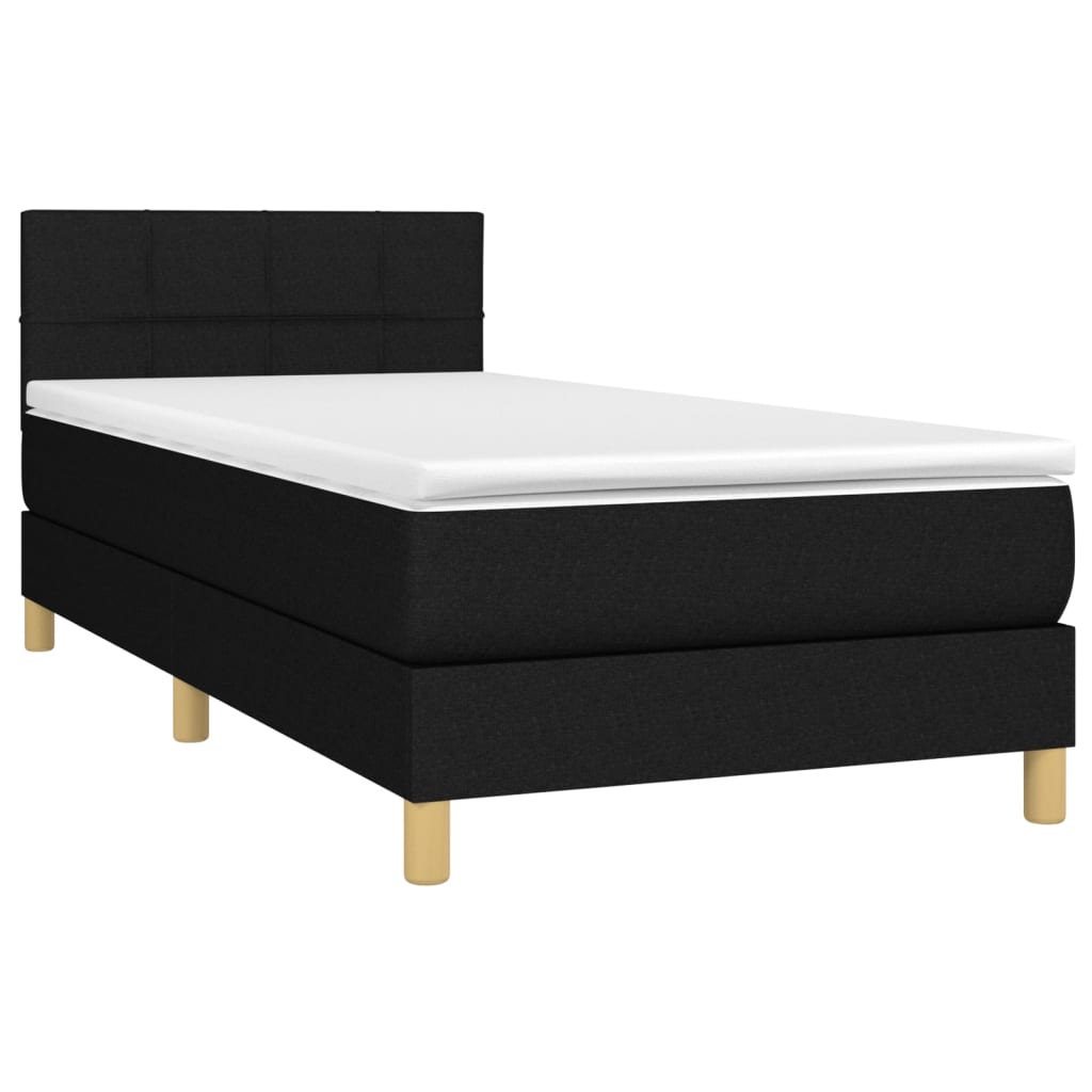 Letto A Molle Con Materasso E Led Nero 80x200 Cm In Tessuto - Image 3