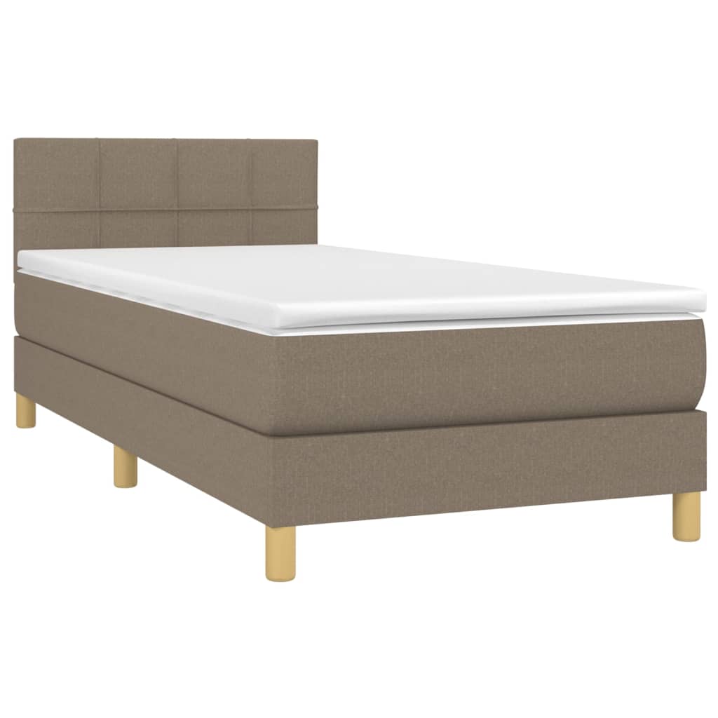 Letto A Molle Con Materasso E Led Tortora 90x200 Cm In Tessuto - Image 3