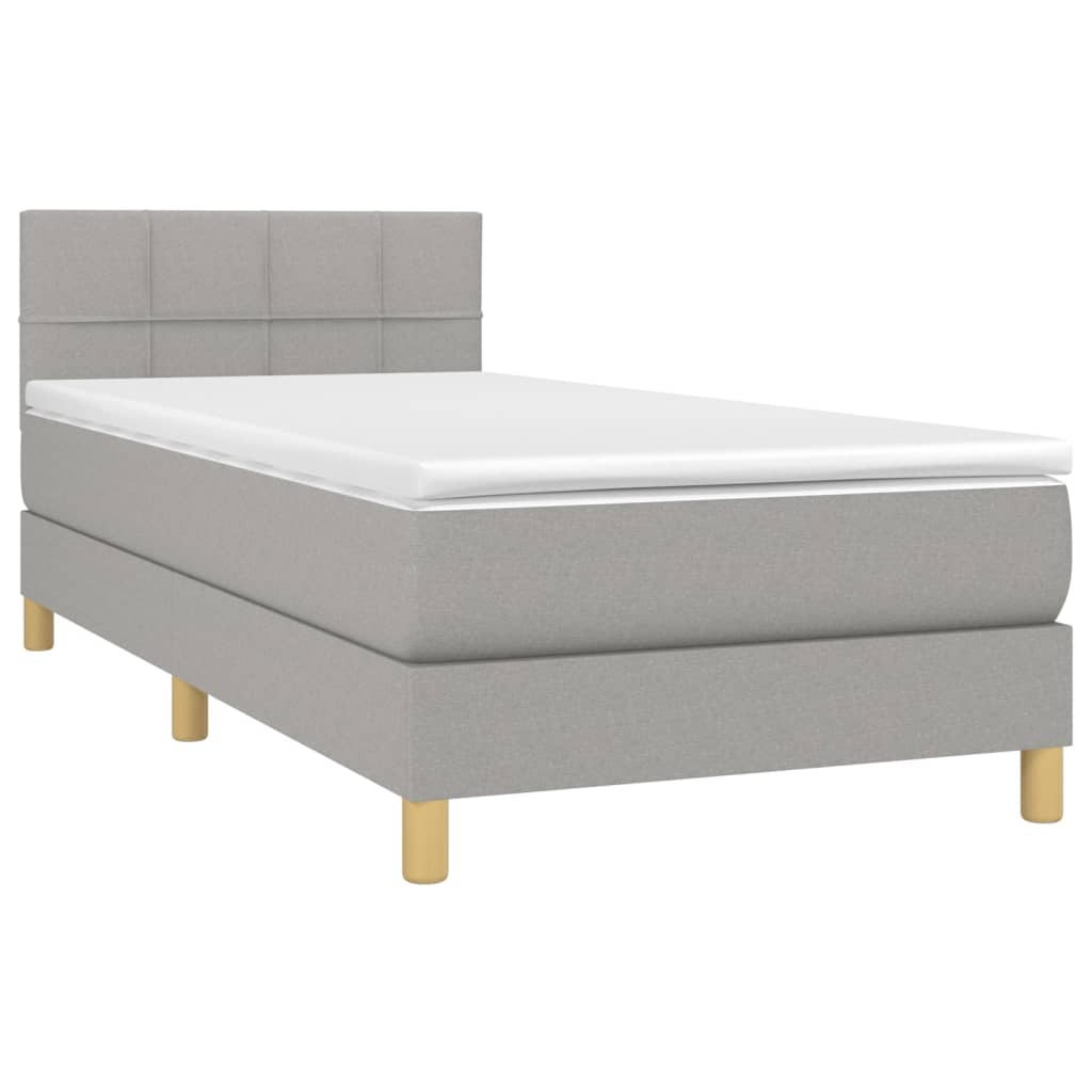 Letto A Molle Materasso E Led Grigio Chiaro 100x200 Cm Tessuto - Image 3