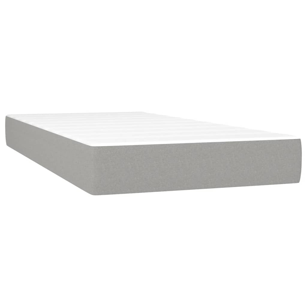 Letto A Molle Materasso E Led Grigio Chiaro 100x200 Cm Tessuto - Image 6