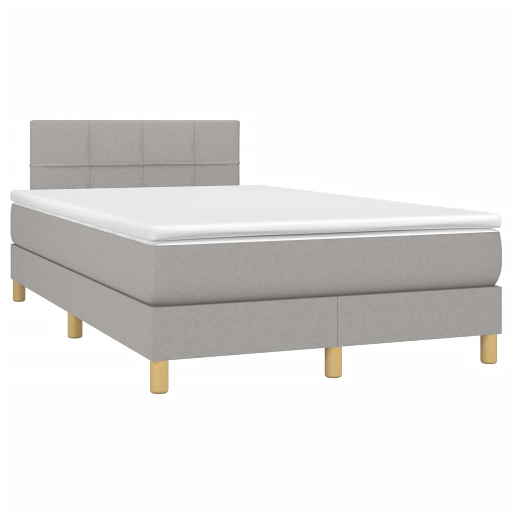Letto A Molle Materasso E Led Grigio Chiaro 120x200 Cm Tessuto - Image 3